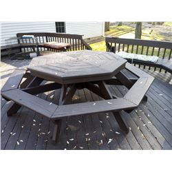 LARGE WOODEN OCTAGONAL PICNIC BENCH