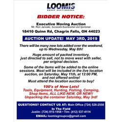 AUCTION UPDATE!  MAY 3RD, 2019