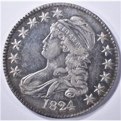 1824 BUST HALF DOLLAR, AU
