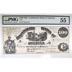 1861 $100 CONFEDERATE STATES OF AMERICA PMG 55