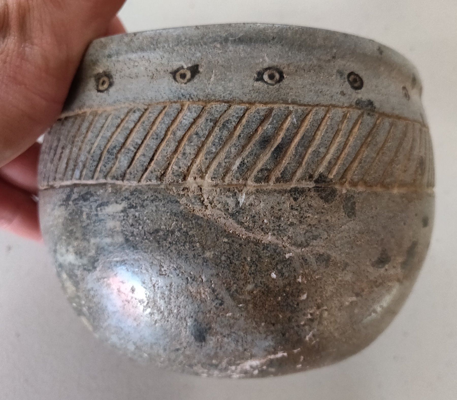 Chumash Shell Inlaid Stone Bowl