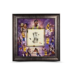 Magic Johnson Signed LE Lakers 36x36 Custom Framed Tegata Handprint Display Inscribed  HOF 02  (UDA 