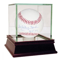 Whitey Ford Signed Baseball Inscribed  HOF 74  with High Quality Display Case (Steiner COA)