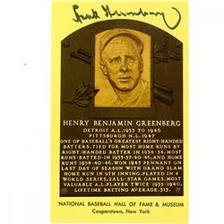 Hank Greenberg Signed Gold Hall of Fame Postcard (JSA COA)