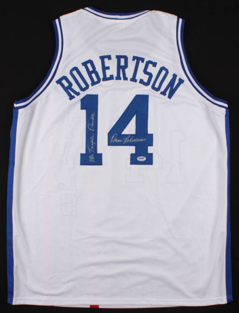 Oscar Robertson Signed Cincinnati Royals Jersey Inscribed Mr Triple Double Psa Coa