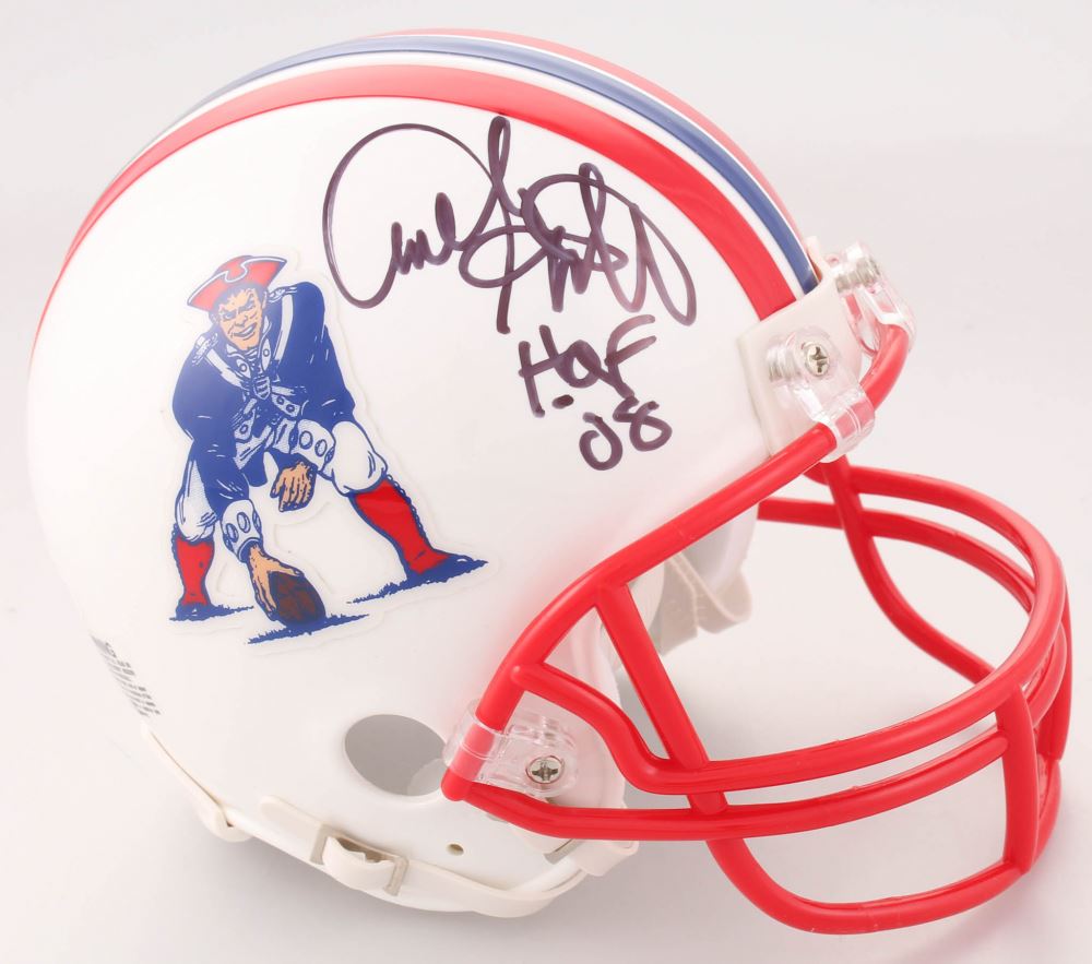 Andre Tippett Signed New England Patriots Throwback Mini Helmet Inscribed Hof 08 Jsa Coa