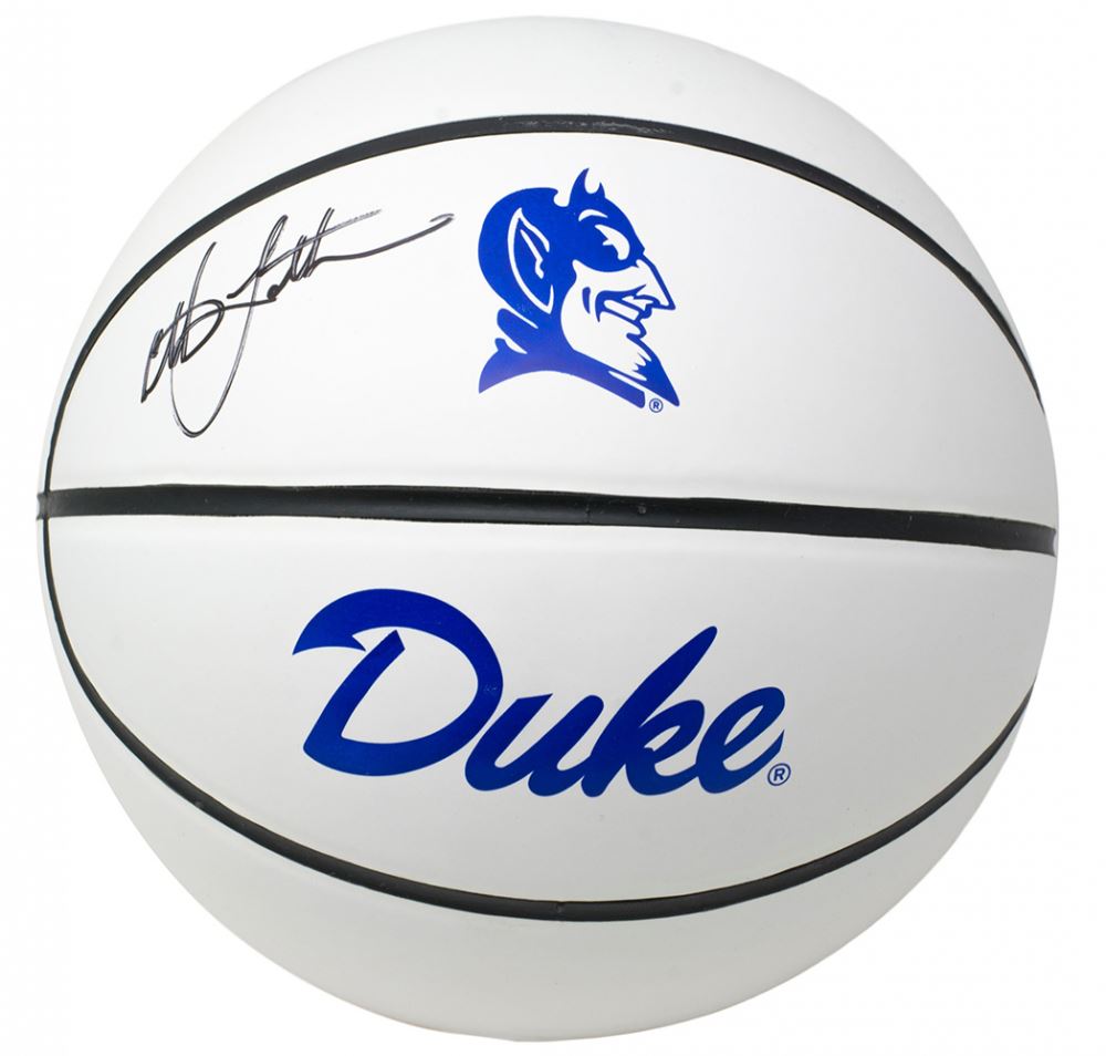 Christian Laettner Signed Duke Blue Devils Logo Basketball Jsa Coa