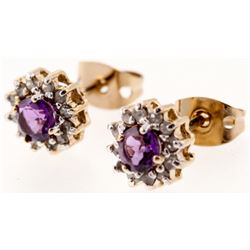3.72 CT Amethyst  Diamond Elegant Earrings