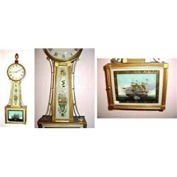 AMERICAN UNSIGNED BANJO TIME ONLY; HANDS NOT ORIGINAL; GILDING COATED WITH GOLD PAINT' MOST LIKELY 1