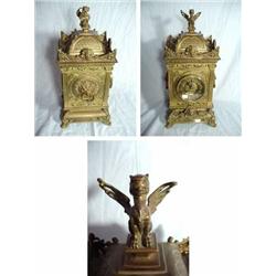 FRENCH JAPY FRERES MEDAL DE HONOUR, BRONZE TIME AND STRIKE TABLE CLOCK; PENDULUM NOT ORIGINAL; CASE 