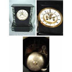 MARTI AND CIE MEDAL DE BRONZE 1867-1889 BLACK BELGUAN MARBLE WITH BLACK AND WHITE MARBLE TRIM.  VISI