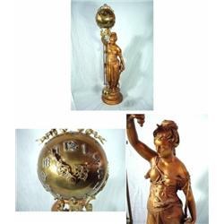 ANSONIA SWINGER TIME ONLY "DIANA" WITH BRASS BALL TDL (TRAN FUY LY) PAGE 705. 30" HIGH 1901-1906. RE