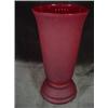 Image 1 : RED FROSTED GLASS VASE. 10"X5".