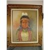 Image 1 : SIGNED FRAMED AND MATTED OIL ON CANVAS BY ARTIST STONE OF PORTRAIT OF NATIVE AMERICAN CHILD. 27.5"X2