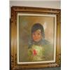 Image 1 : SIGNED FRAMED AND MATTED OIL ON CANVAS BY ARTIST STONE OF PORTRAIT OF NATIVE AMERICAN CHILD. 27.5"X2