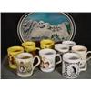 Image 1 : COLLECTION OF NINE MUGS COMMEMORATING VARIOUS BRITISH MONARCHY EVENTS ON A TIN TRAY OF MOUNT RUSHMOR