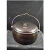 Image 1 : T HOLCROFT AND SONS 2 GALLON WOLVERHAMPTON COVERED NICKEL BEAN POT WITH LID AND HANDLE 7"X13".