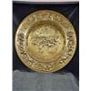Image 1 : BRASS EMBOSSED ROUND TRAY DEPICTING WITH SCENE SURROUNDED BY A CORNICOPIA BORDER 20.25".