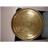 Image 1 : LARGE ROUND EMBOSSED BRASS TRAY WITH AN INDONESIAN STYLE DESIGN IN MOSTLY CIRCLE BORDER PATTERNS. 28