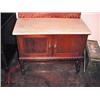 Image 1 : OLD ENGLISH MARBLE-TOP WASH STAND WITH TWO-DOOR STORAGE AREA. 30"X35.5"X27.5".