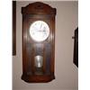 Image 1 : OAK PENDULUM WALL CLOCK. 30"X12.5.