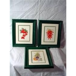 GROUP OF THREE FRAMED AND MATTED WATERCOLORS THAT