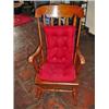 Image 1 : MAPLE ROCKING CHAIR WITH RED UPHOLSTERED SEAT AND