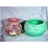 Image 1 : TURQUOISE CLAY BOWL 9"X8" AND HANDPAINTED CLAY PO
