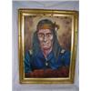 Image 1 : FRAMED OIL ON CANVAS NATIVE AMERICAN WARRIOR 28"X
