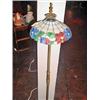 Image 1 : TALL BRASS FLOOR LAMP WITH UMBRELLA STYLE GLASS T