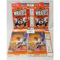 4 GENERAL MILLS CEREAL BOXES TEAM CANADA (2 BOXES WITH THE FREE PATCH)