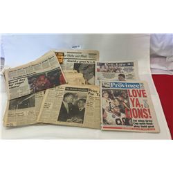 ASSORTMENT OF B.C. NEWSPAPERS 1973-2002 - SPORTS - ROYALTY ETC - VARIOUS HEADLINES