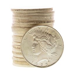 Roll of (20) Brilliant Uncirculated 1922 $1 Peace Silver Dollar Coins