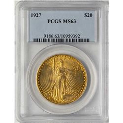 1927 $20 St. Gaudens Double Eagle Gold Coin PCGS MS63