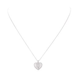 14KT White Gold 0.50 ctw Diamond Heart Shaped Pendant with Chain