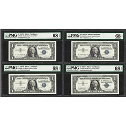 Lot of (4) Consecutive 1957A $1 Silver Certificate Notes PMG Superb Gem Unc. 68E