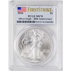 2016 $1 American Silver Eagle Coin PCGS MS70 First Strike