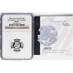 2009 T.DA Cunha 5 Pounds 1/10 oz St. George & Dragon Platinum Coin NGC PF69