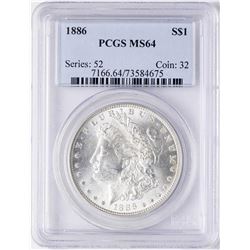 1886 $1 Morgan Silver Dollar Coin PCGS MS64