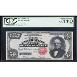 NONE FINER 1891 $50 Legal Tender Note Fr.334 PCGS Superb Gem New 67PPQ
