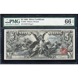 1896 $5 Educational Silver Certificate Note Fr.268 PMG Gem Uncirculated 66EPQ