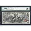 Image 1 : 1896 $5 Educational Silver Certificate Note Fr.268 PMG Gem Uncirculated 66EPQ