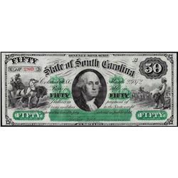 1872 $50 State of South Carolina Revenue Bond Obsolete Note Low Serial Number