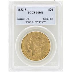 1883-S $20 Liberty Head Double Eagle Gold Coin PCGS MS61