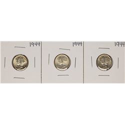Lot of (3) 1944 Mercury Dime Coins