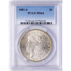 1881-S $1 Morgan Silver Dollar Coin PCGS MS64
