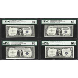 Lot of (4) Consecutive 1935D $1 Silver Certificate Notes PMG Gem Uncirculated 66