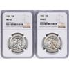 Image 1 : Lot of 1941-1942 Walking Liberty Half Dollar Coins NGC MS62