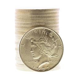 Roll of (20) Brilliant Uncirculated 1923 $1 Peace Silver Dollar Coins