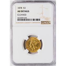 1878 $3 Indian Princess Head Gold Coin NGC AU Details